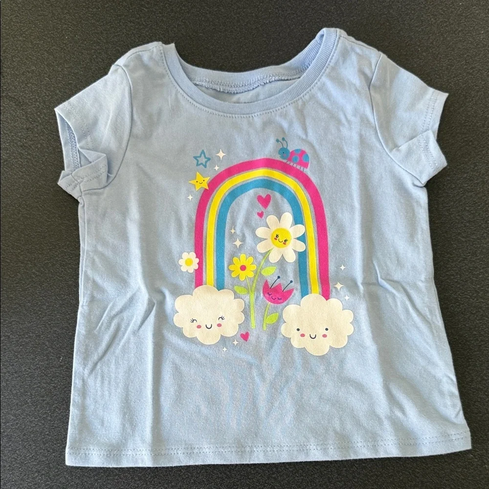 Blue Kids Shirt with Rainbow Design